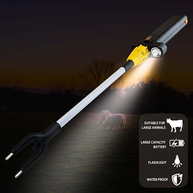26.1" Electric Rechargeable Livestock Prod – Waterproof Cattle Prod with Powerful Shock & Bright LED Light for Pigs, Goats, Cows – IP64, Detachable, Safe Lock