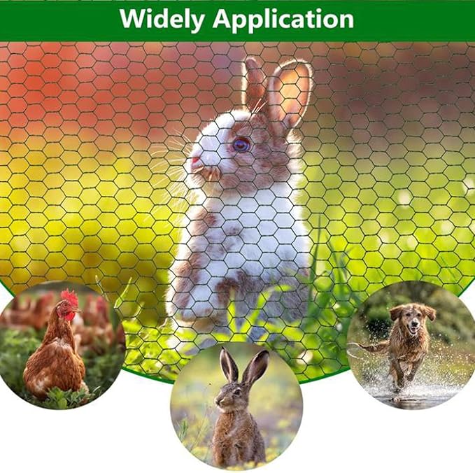 Chicken Wire for Crafts, Wire Netting Hexagonal Garden Poultry Chicken Wire Netting, Pet/Rabbit/Chicken Wire Fencing,0.8inch Hexagonal Galvanized PVC Coated Mesh Fence (Green, 13.7"x118")