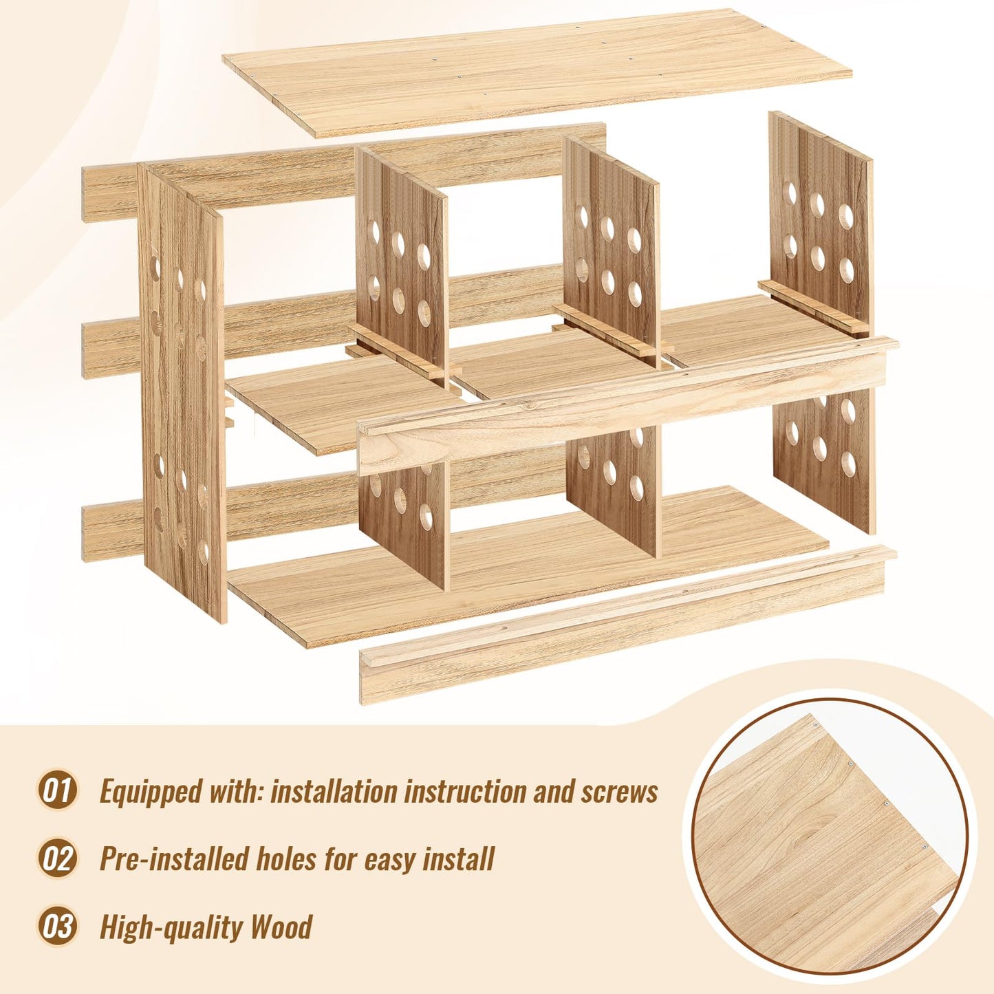 Briwooody Wooden Chicken Nesting Boxes 6 Compartments Chicken Nesting Boxes for Chickens, Chicken Coop for Egg Collection Egg Laying for Hens, Chickens
