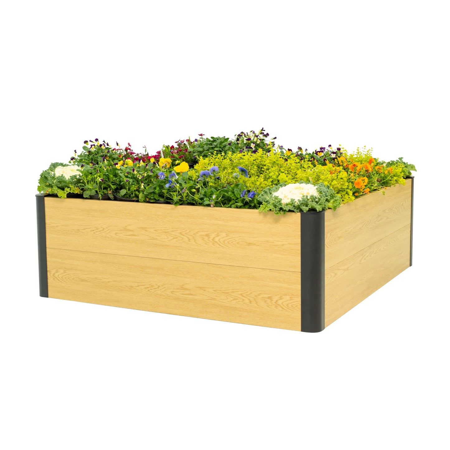 Woodgrain Series Raised Garden Bed, 4' x 4' Outdoor Wooden-Look Metal Planter Box for Gardening Vegetables Flowers Herbs