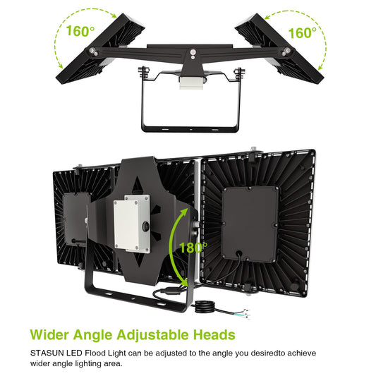 STASUN Flying Series Max - 900W Dusk to Dawn LED Flood Light, 90000lm 6000K Super Bright Outdoor Lighting, IP66 Waterproof, Wide Angle, LED Area Light for Yard, Parking Lot