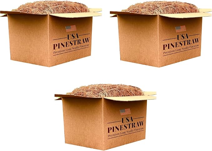 USA Pine Straw - Premium Pine Needle Mulch (Pine Needle Mulch - Covers 100 Sqft 3 Set)