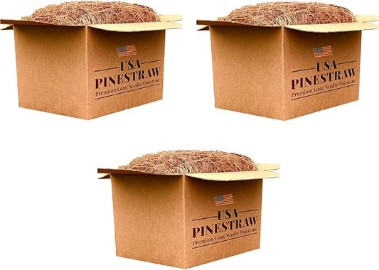 USA Pine Straw - Premium Pine Needle Mulch (Pine Needle Mulch - Covers 100 Sqft 3 Set)