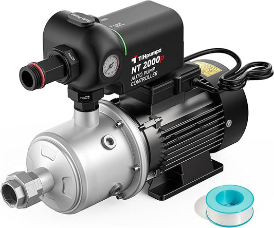 Auto Water Pressure Booster Pump for Home. 110VAC/60HZ, 2/3HP, 1HP, 1.5HP for Whole House, Underground or Surface Water Sources (CHB4-4)