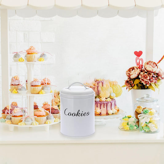 BSTKEY Large Cookie Tin, Airtight Cookie Snack Jars with Lid, Decorative Candy Canister, Baking Gift Tins Farmhouse Countertop Tinplate Box for Storing Patisseries, Puff Pastries Craft Supplies