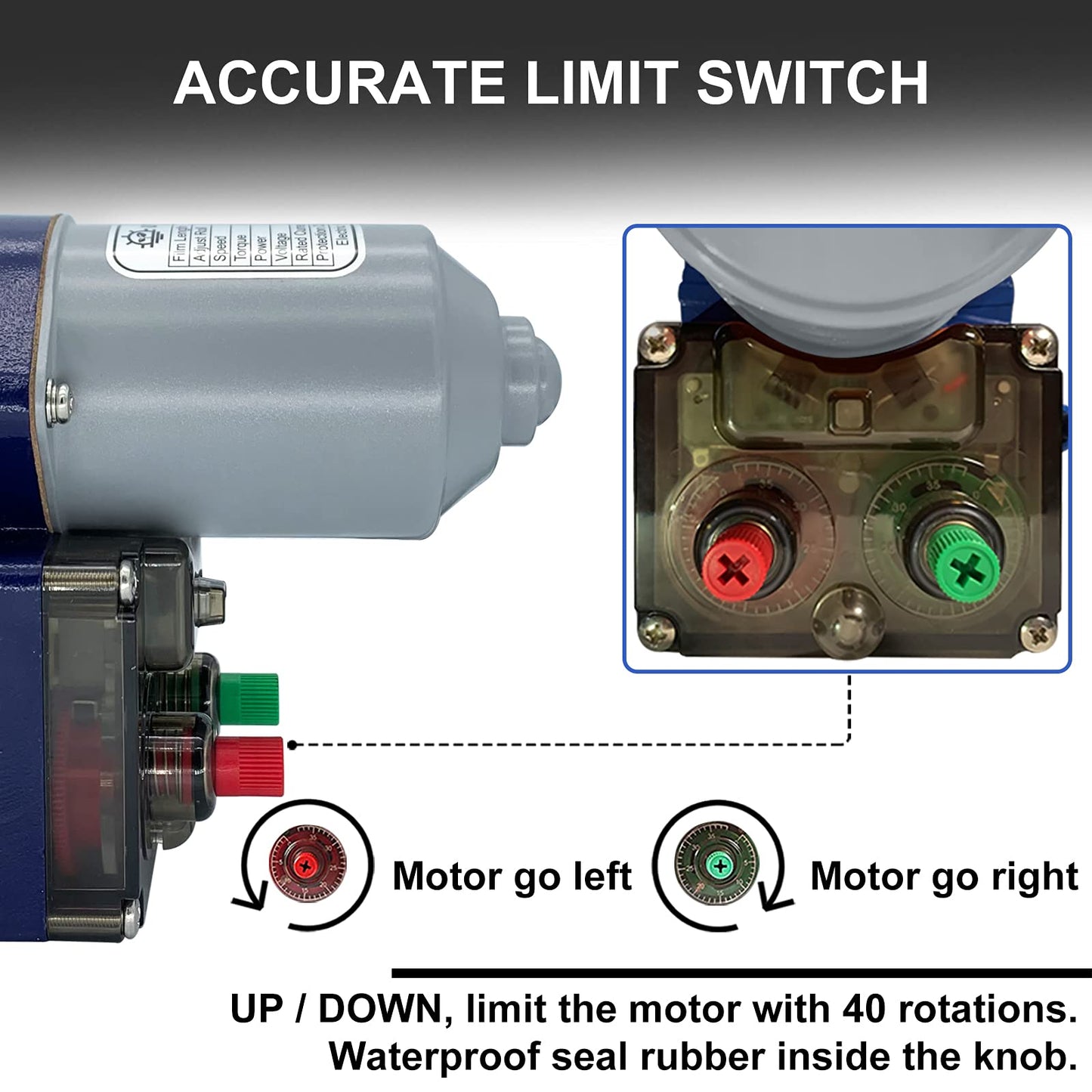 UYGALAXY Greenhouse Film Roll Up Motors with Limit Switch (2 Packs) + Transformer Controller Joint Box (AC110V to DC24V) for for Roof Greenhouses Ventilation, Automatic Venting Kit(with Pivot)