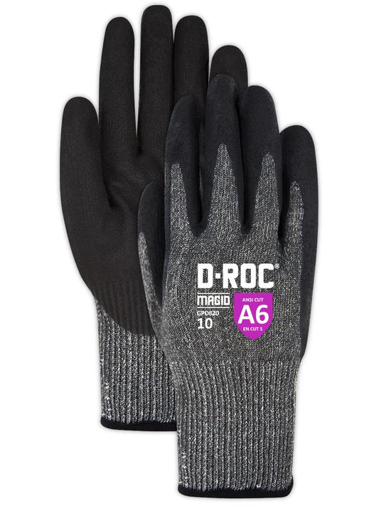 MAGID D-ROC ANSI A6 NitriX Palm Coated Touchscreen Gloves, 36 Pairs, Size 9/Large, GPD820