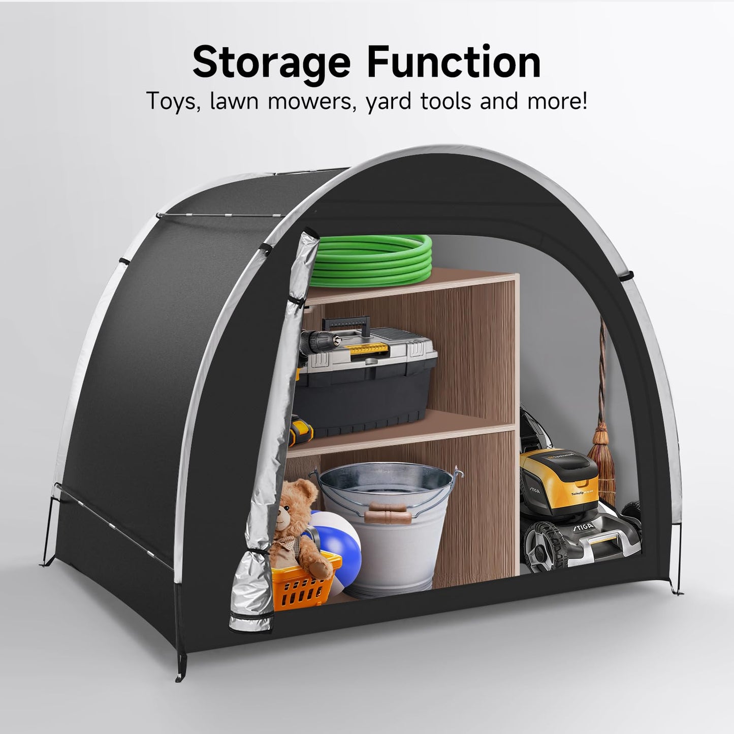 Bike Storage Tent Sheds - Outdoor Storage Waterproof, Upgraded 6.56x4.92x5.58ft Bicycle Shed Tent, Portable Bike Covers Shelter with Carry Bag for Motorcycle, Garden Tool - Medium