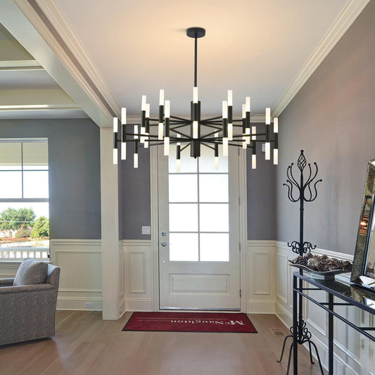 KCO Lighting Black Sputnik Light Fixture Vintage Chandelier 40 Lights Mid Century Modern LED Transitional Farmhouse Bedroom Ceiling Light