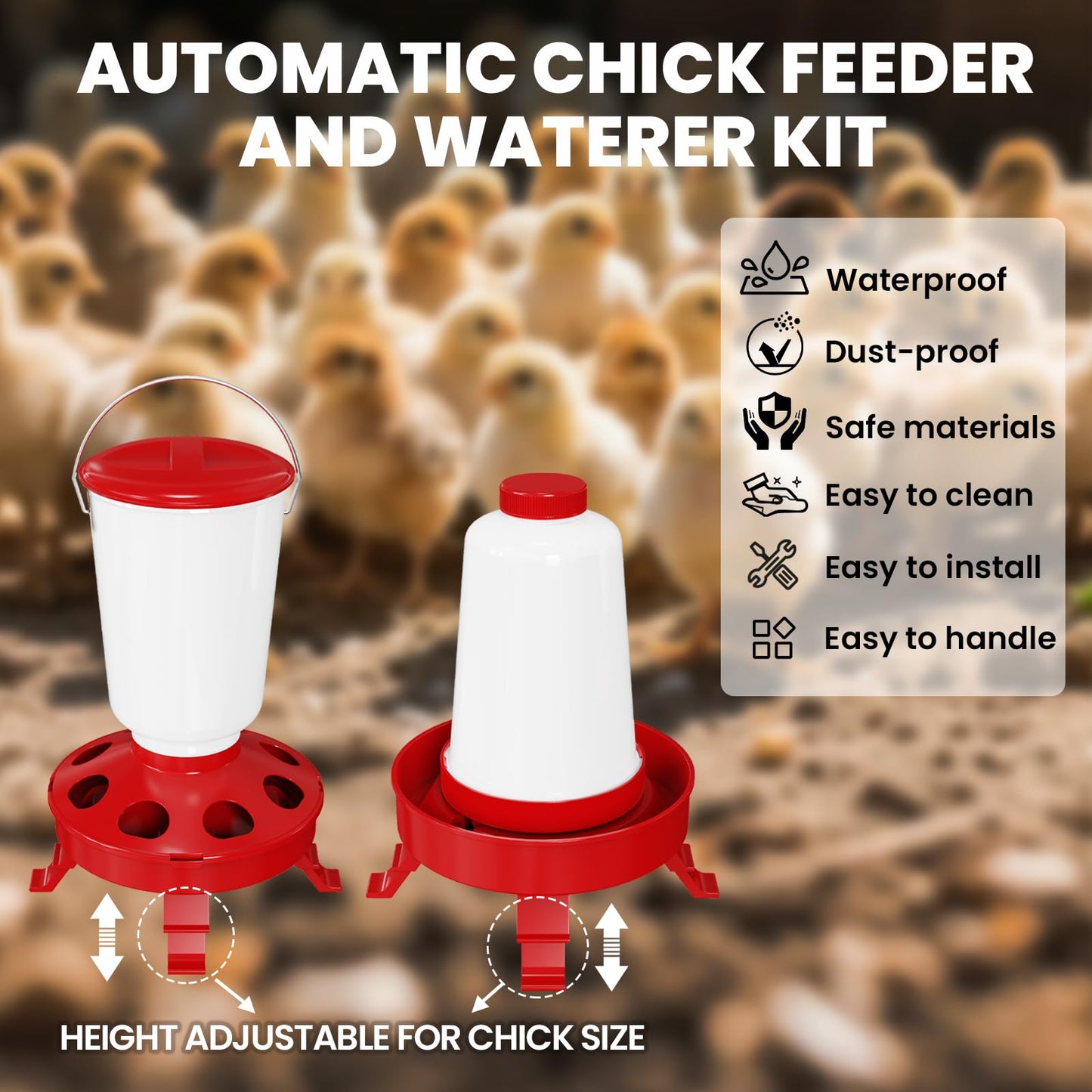 Chicken Brooder Box with Timer Heater Chick Nesting Pad - Chicken Feeder and Waterer Set for Chicks Indoor Accommodates Up to 80 Chicks - Ideal for Winter Chickens, Ducks