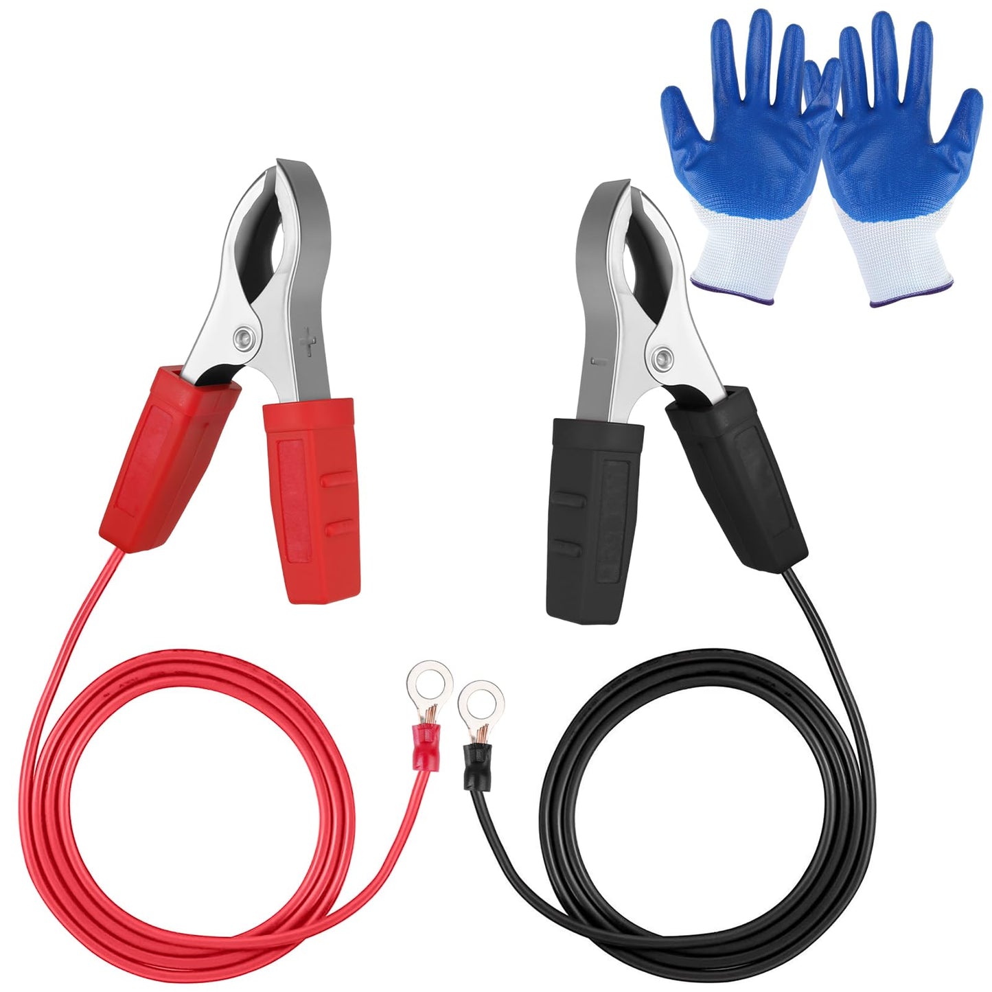 2 Pcs Electric Fence Wire Alligator Clips with Insulating Gloves, Electric Fence Kit Tester Connect Energizer Charger for Solar Fence Charger, Wire Copper Fencing, Energizer Connector