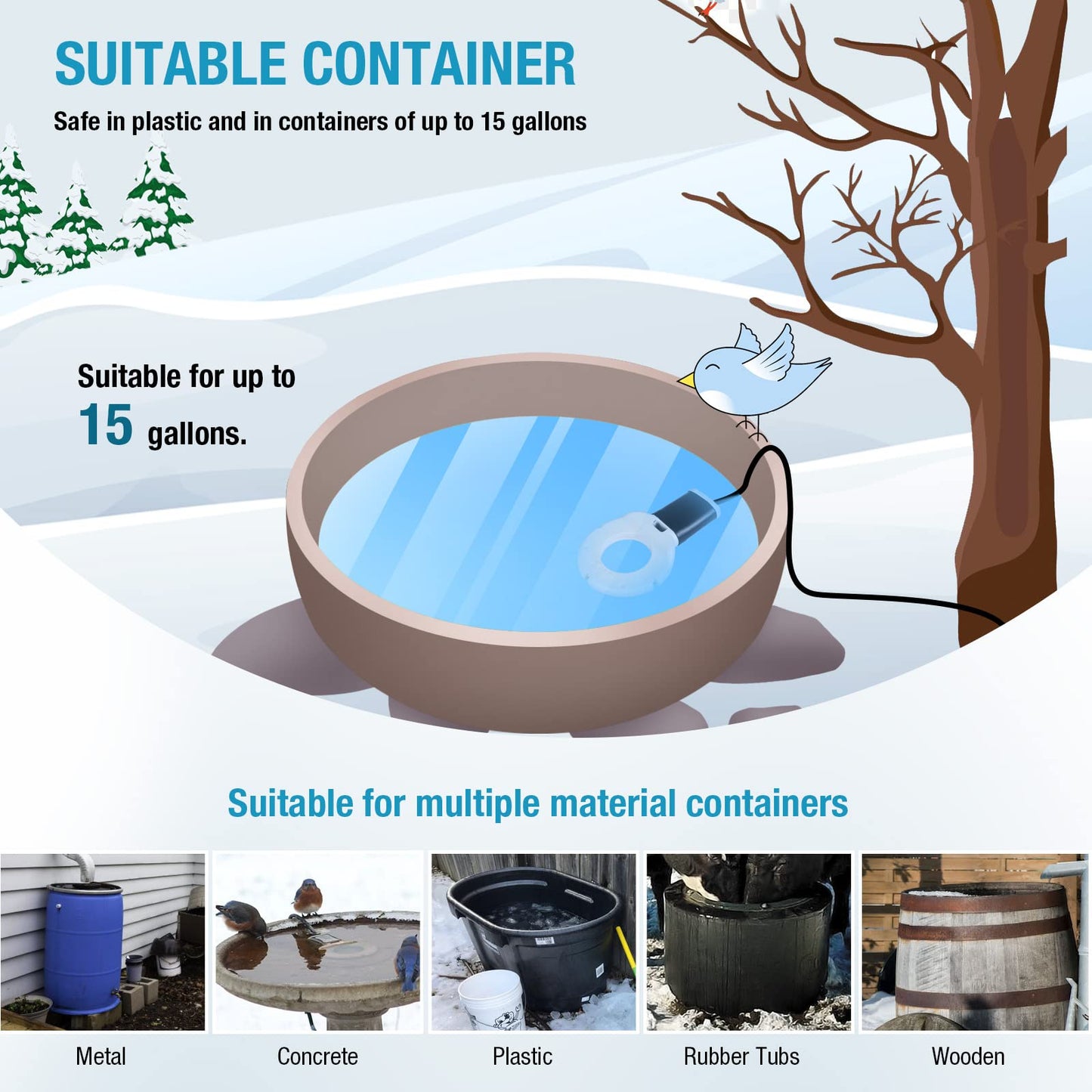 Wedigout 150W Chicken Waterer Heater, Aluminum Utility De-Icer for Farm & Livestock, Non-Conductive and Anti-Rust Heated Chicken Waterer, Bird Bath Heater Livestock Water Heater for Multiple Using
