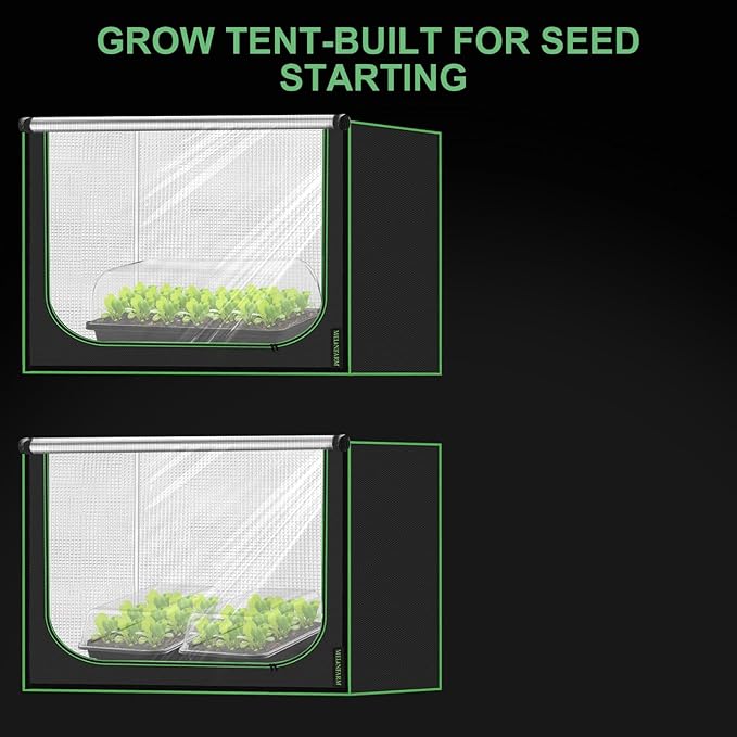 MELONFARM 34"x34"x72" Grow Tent, Double Transparent Viewing Door Indoor Grow Tent, Growing Tent with High Reflective Mylar & Floor Tray, Plant Tent for Indoor Hydroponics Growing