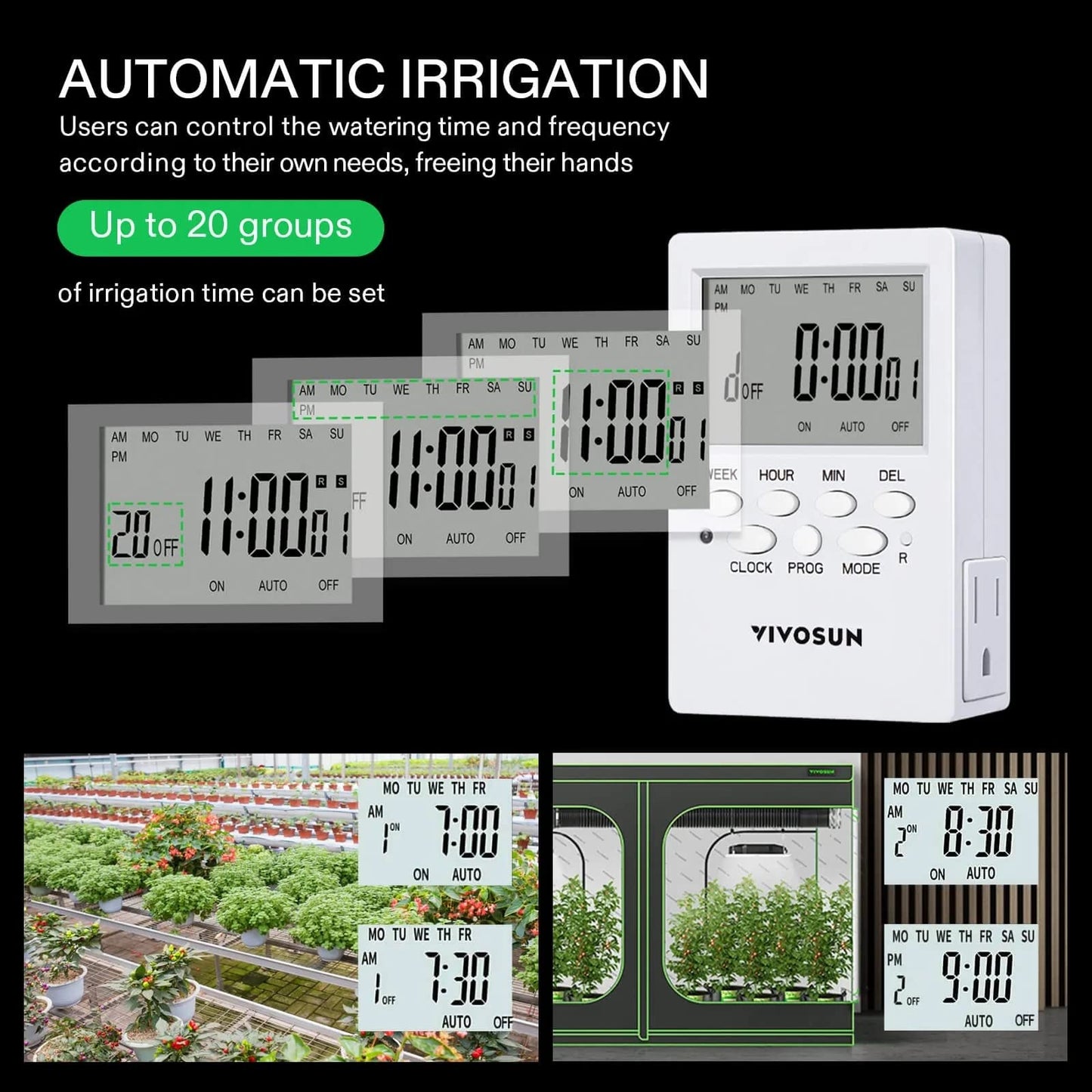 VIVOSUN DWC Hydroponics Grow System with Top Drip Kit and Professional Automatic Drip Irrigation Kits, 15W Output, All in One Professional Grow Kit- Includes Pump, Timer and Regulator, 8 Pots Garden P