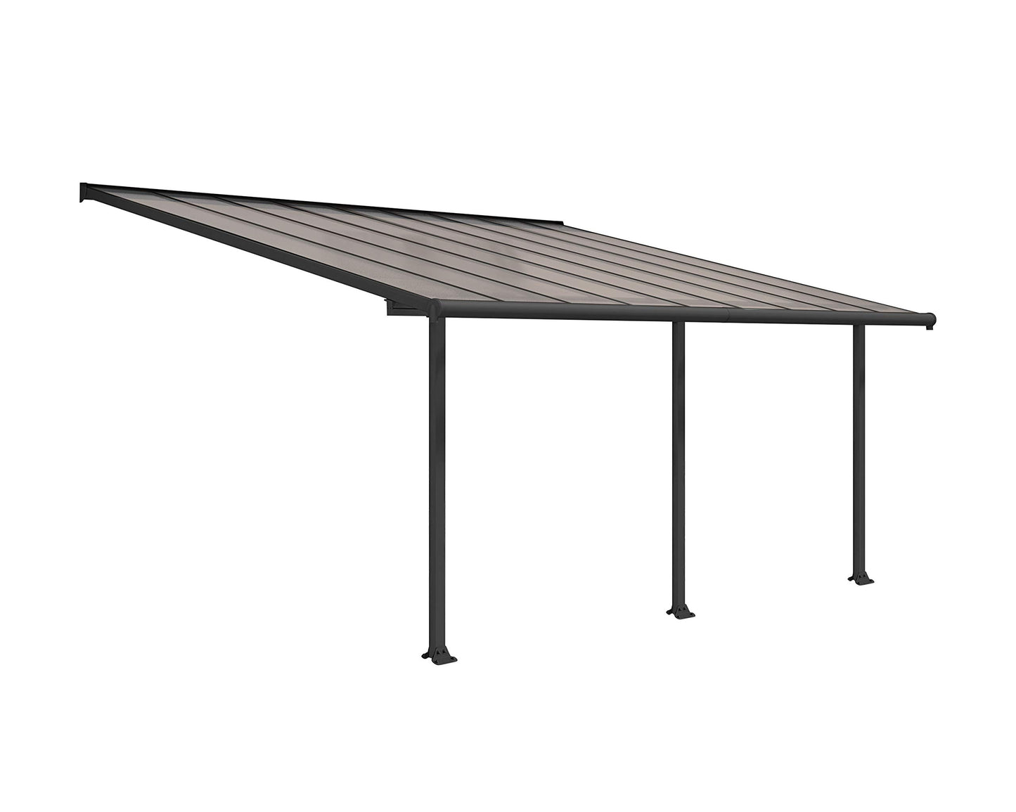Palram - Canopia Olympia Patio Cover 10' x 18' Gray/Bronze Outdoor Canopy Awning, Waterproof, Shade, Outside Shelter For Backyard, Gutters, with 100% UV Protection