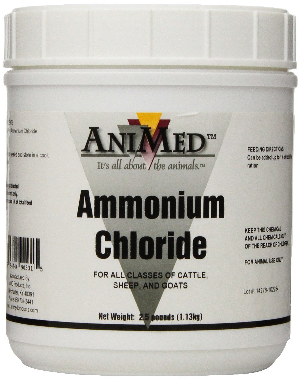 AniMed Powder 99.9-Percent Ammonium Chloride for Horses Dogs Cats Cows Sheep and Goats, 2.5-Pound…