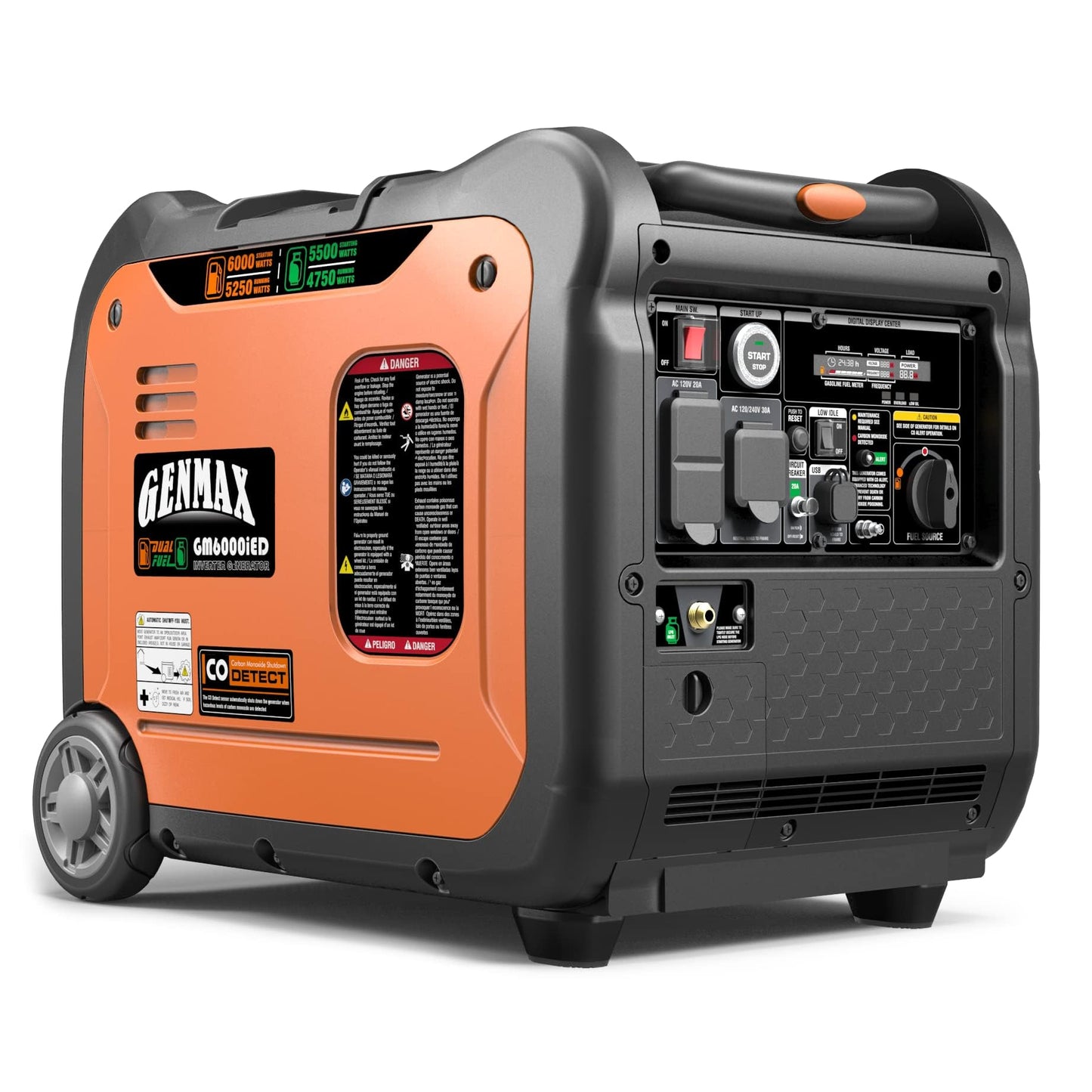 GENMAX Portable Inverter Generator,6000W Super Quiet Dual Fuel Portable Engine with Remote/Electric Start,Lightweight for Backup Home Use&Camping Travel Outdoor,EPA Compliant(GM6000iED.)