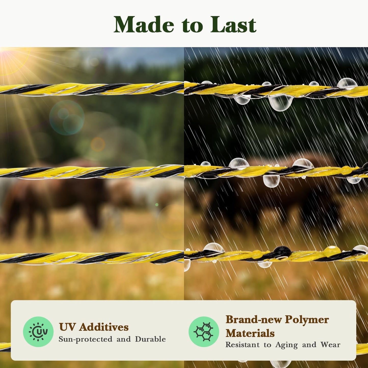 Aclastool Electric Fence Wire, 3500ft 1067m, Polywire for Portable Livestock Fencing, 6 Stainless Steel Strands for Reliable Conductivity and Rust Resistance, UV Resistant
