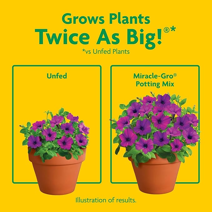 Miracle-Gro Potting Mix, For Container Plants, Flowers, Vegetables, Shrubs, Annuals, Perennials, Feeds up to 6 Months, 2 cu. ft., 2-Pack