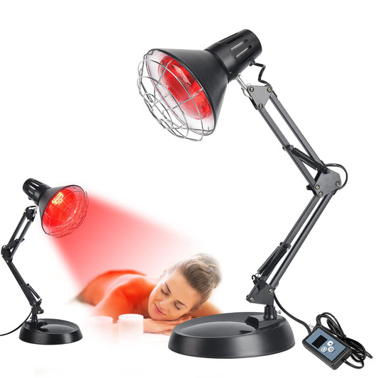 Okyna Infrared Red Light Therapy with Sturdy Base, Heat Lamp Device with 150W Bulb, Adjustable Near Infrared Light Heat Lamp Set for Body Neck Shoulder Joints Back Pain Relief