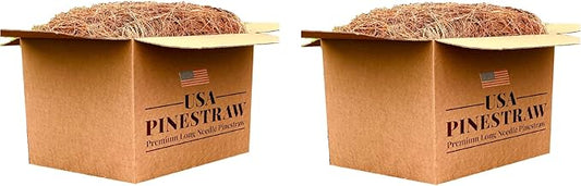 USA Pine Straw - Premium Pine Needle Mulch (Pine Needle Mulch - Covers 100 Sqft 2 Set)
