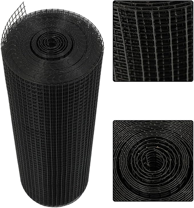 LABLT 24 in x 50 ft Hardware Cloth, 1/2 in Chicken Wire Fence for Chicken Coop Fences and Poultry Animal Netting (19 Gauge, Black)