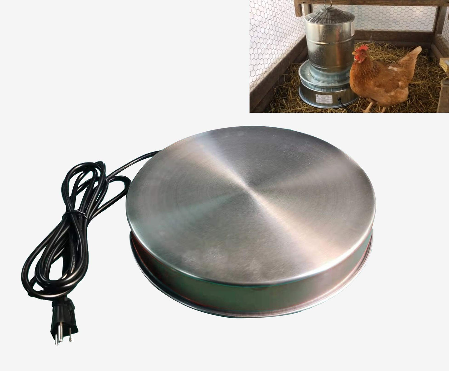 H&G lifestyles Chicken Water Heater Base for Chicken Waterer Poultry Drinker Heated Water Stainless Steel Heater for Winter Deicer Poultry Care