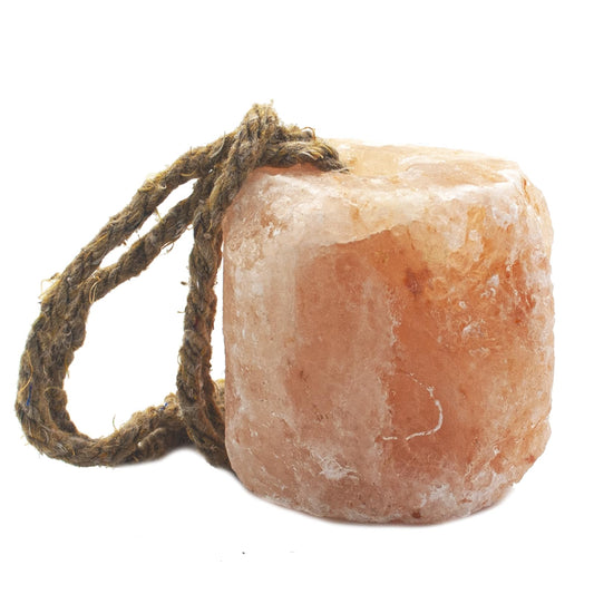 MUYG Himalayan Salt Lick Natural Minerals Block on Rope for Horses,Cattles,Deer,Goat and Other Livestock Long Lasting Original Pink Salt Lick (2.4-3.3 lbs)