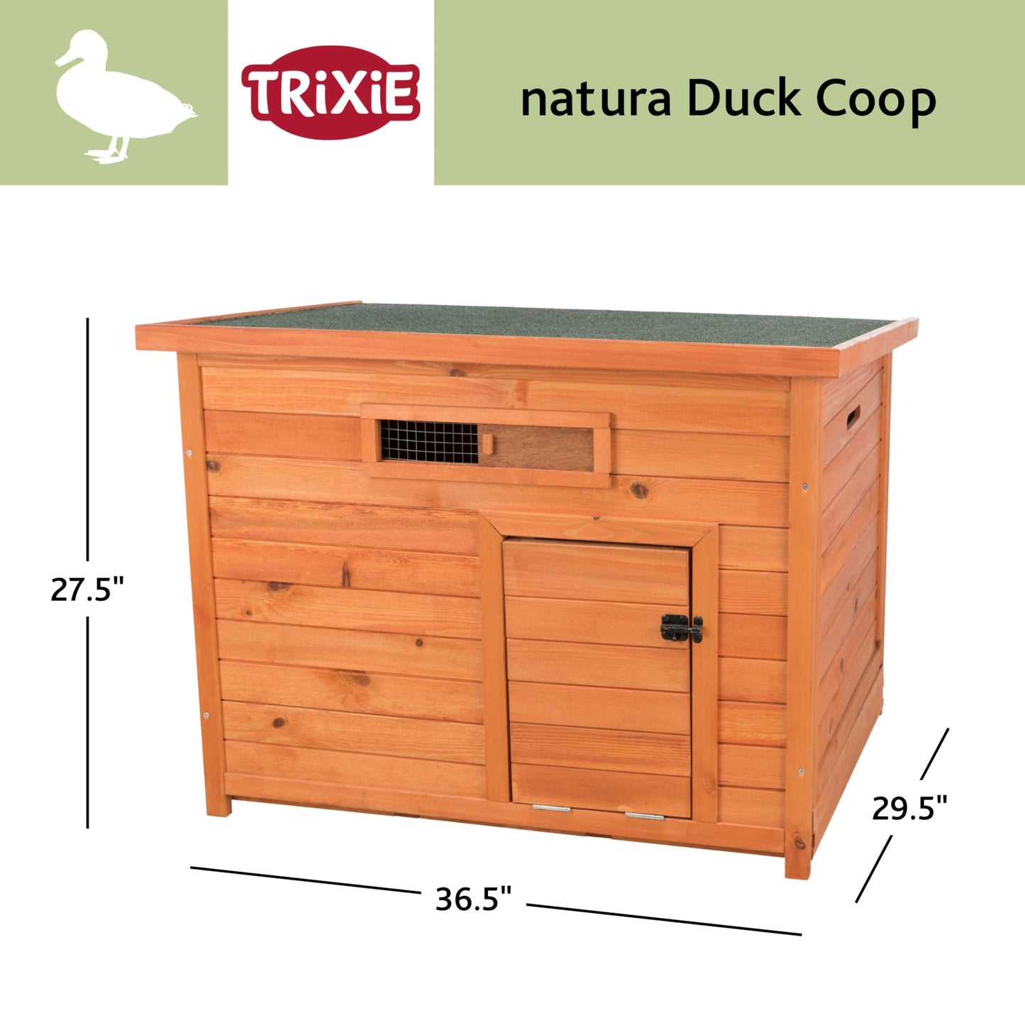 TRIXIE Natura Duck Coop – Wooden Duck House for Free Roaming Ducks – Chicken Crate Suitable for Quails and Other Poultry – in Brown