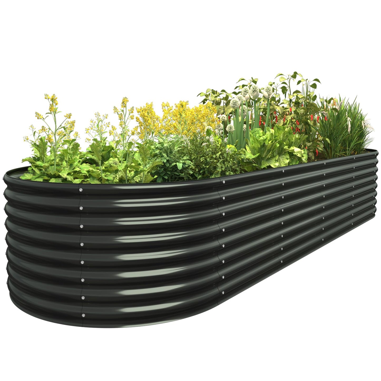 FRIZIONE 9FT(L)×3FT(W)×2FT(H) Galvanized Raised Garden Bed Outdoor, Metal Raised Garden Beds for Flower, Raised Planter Box Outdoor for Herb, Vegetable-Gray