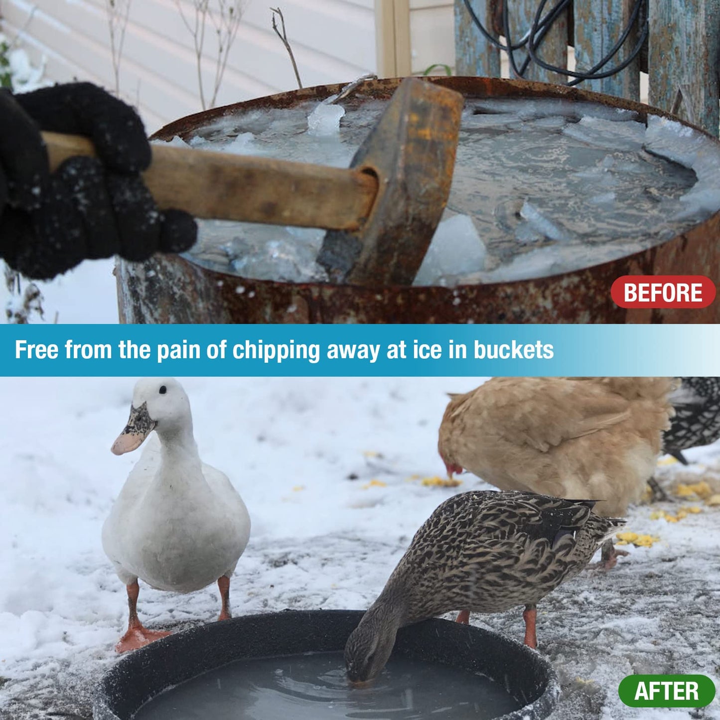 Wedigout 150W Chicken Waterer Heater, Aluminum Utility De-Icer for Farm & Livestock, Non-Conductive and Anti-Rust Heated Chicken Waterer, Bird Bath Heater Livestock Water Heater for Multiple Using