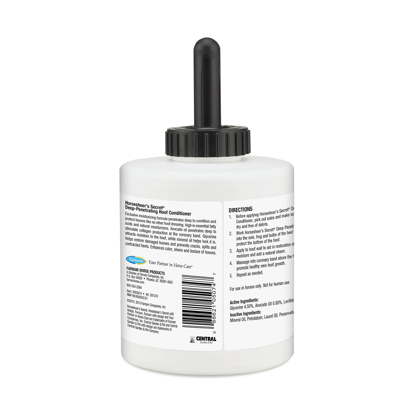 Farnam Horseshoer's Secret Deep-Penetrating Hoof Oil for Horses, Conditions Dry Hooves and Prevents Cracks, Splits and Contracted Heels, Contains Avocado Oil, 32 Oz.