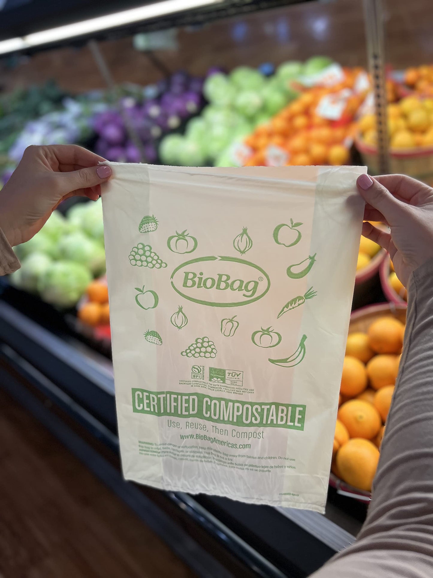 BioBag (USA 100% Certified Compostable, 11x17, 2000 Count, Perfect for The Grocery Store or Farmers Market Produce Bag, Green, 2000.0,PB11417-0.4