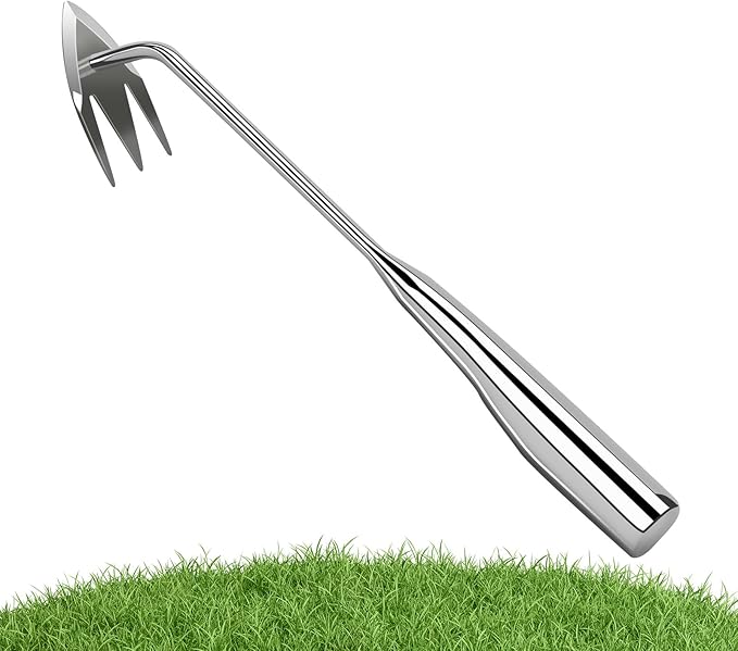 Manual Weed Remover Tool for Lawn and Garden, Heavy-Duty Weed Puller Tool 3-Tooth with Ergonomic Handle, Uprooting Weeding Tool for Gardening Backyard Farm