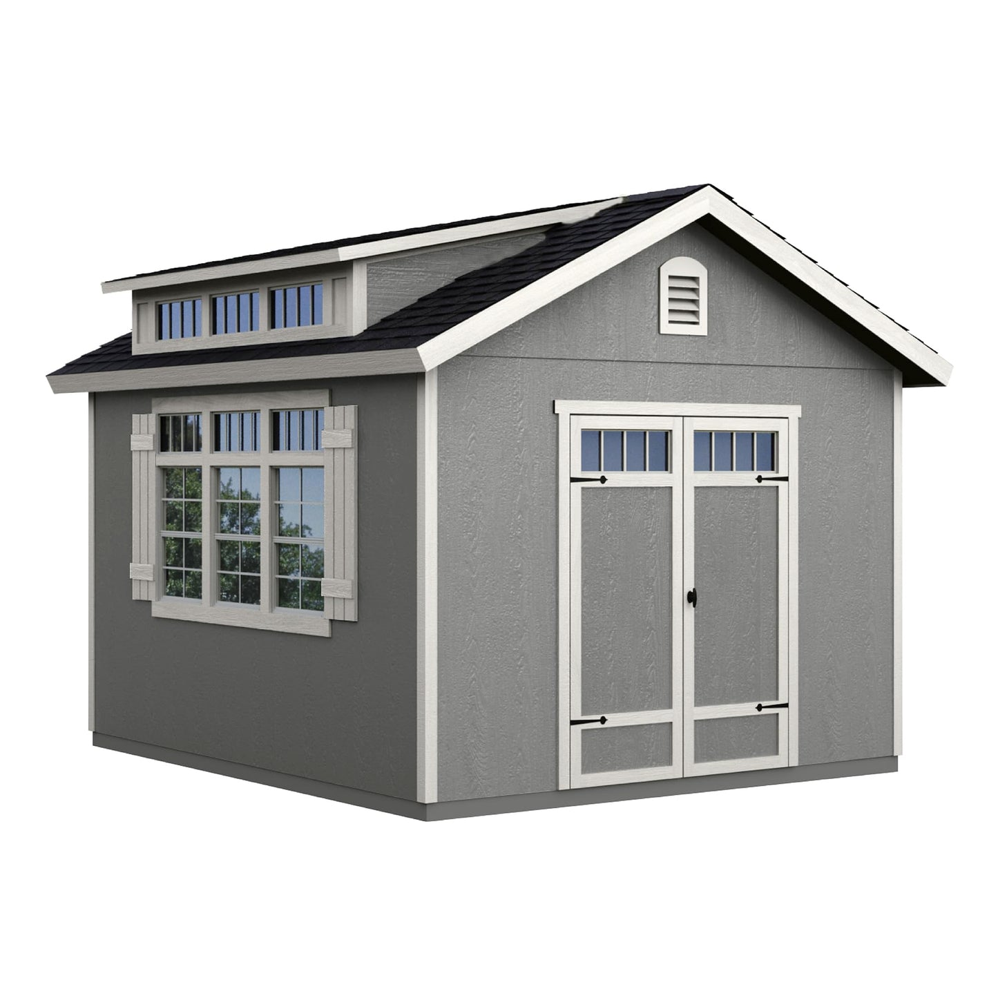 Handy Home Products Windemere 10x12 Do-it-Yourself Wooden Storage Shed with Floor, Beige