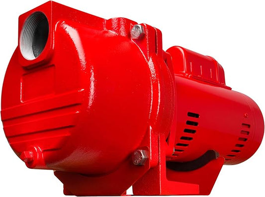 Red Lion RL-SPRK150 115/230 Volt, 1.5 HP, 71 GPM Cast Iron Sprinkler/Irrigation Pump with Thermoplastic Impeller, Red, 97101501