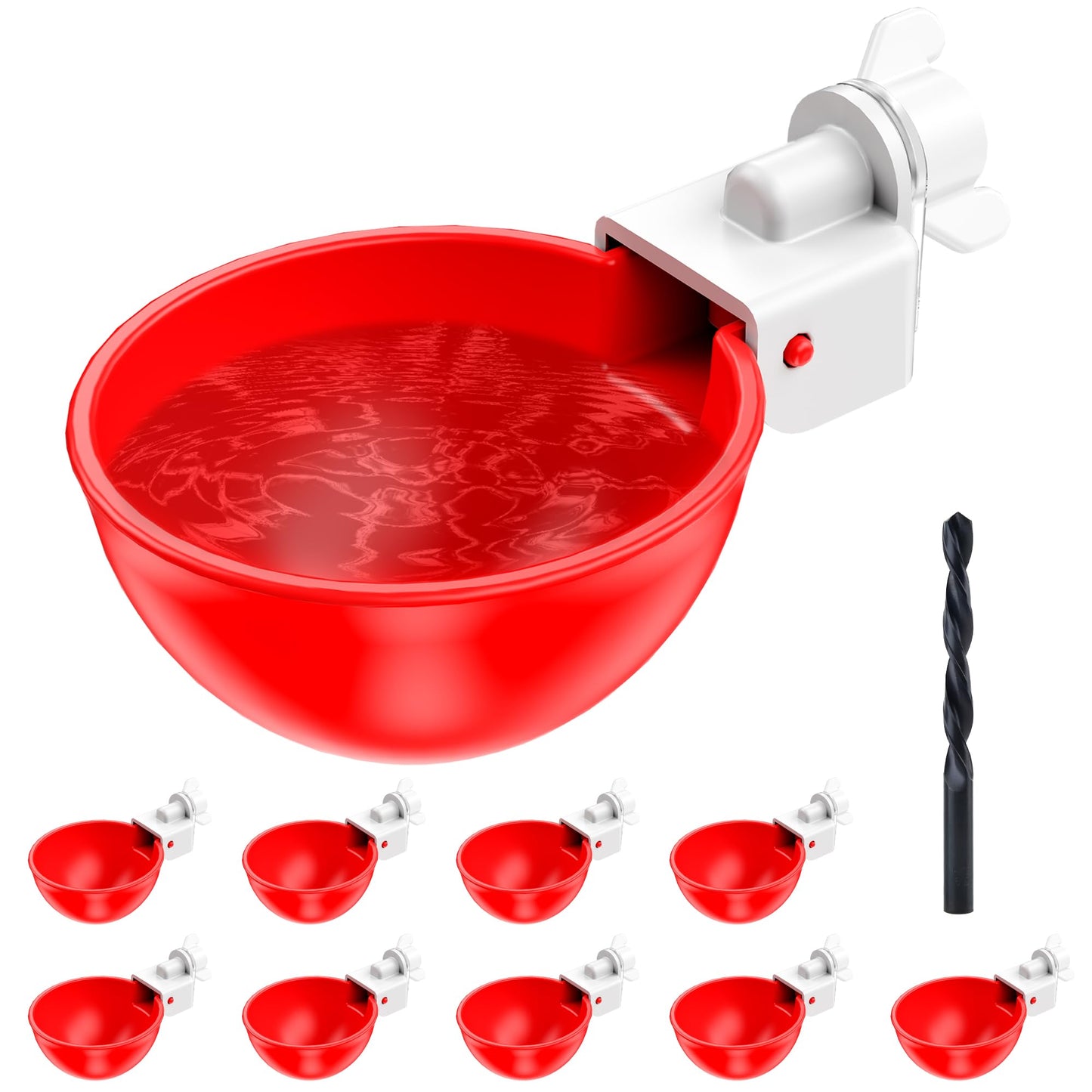 ZenxyHoC Chicken Waterer Cups, 10 Pack Automatic DIY Chicken Water Cups with 3/8'' Hole Saw