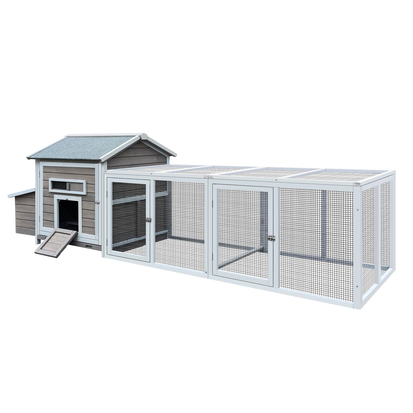 YOPTO 118＂ Large Wooden Chicken Coop Walk-in Poultry Cage with Free-Range Doors, Nesting Box,Leakproof Pull-on Tray,Outdoor Hen House Poultry Cage,for Yard Farm
