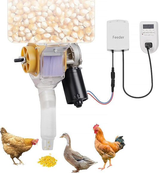 Automatic Poultry Feeder，16 Groups Automatic Chicken Feeder，Timed Feeder for Chickens, Ducks, Geese, Pigeons, Dogs, Fish, Cat