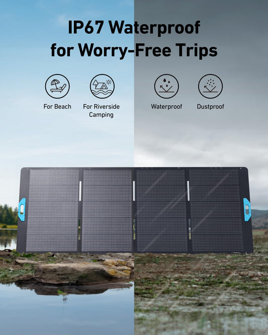 Anker SOLIX PS400 Solar Panel with Adjustable Kickstand, 400W Foldable Portable Solar Charger, IP67 Waterproof, Smart Sunlight Alignment, for Camping, RVs, and Blackouts