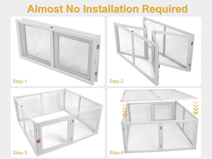 Chicken Coop Extension, Foldable Chicken Coop House Chicken Cage Wooden, Duck Chicken House Large Rabbit Enclosure Assembly Free (White)