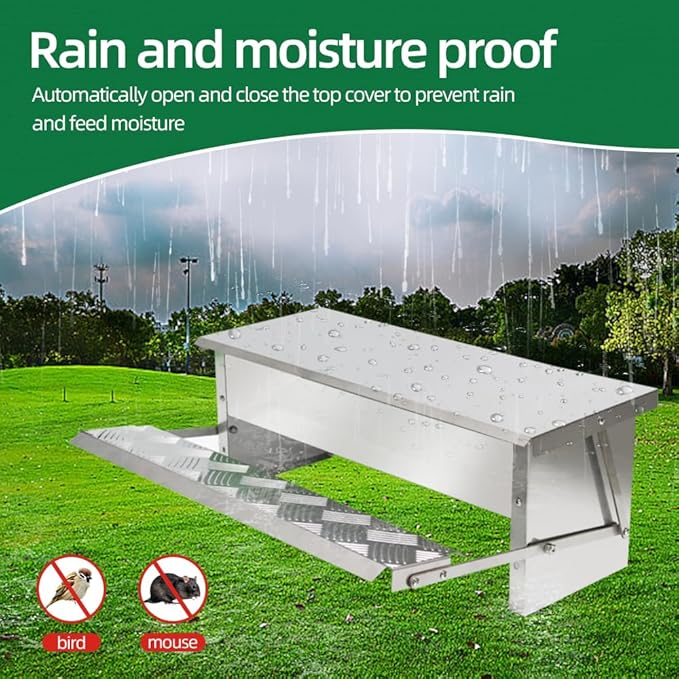 MODUODUO Automatic Chicken Feeder Treadle Poultry Feeders 11lb/5kg Feeding Trough for Chickens, Pheasants, or Roosters