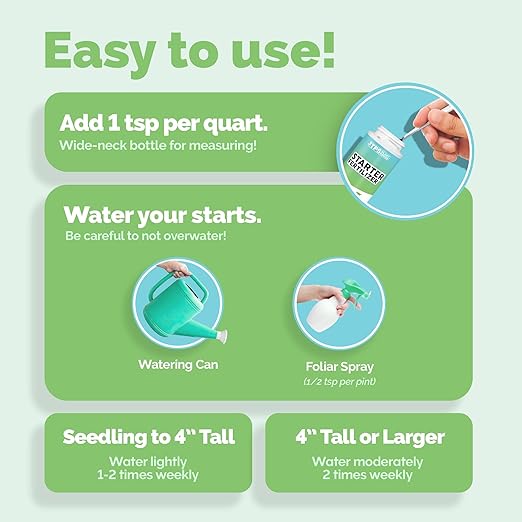 TPS NUTRIENTS Starter Plant Fertilizer, Gentle Complete Formula Plus Micronutrients for Starts and Transplants, Liquid Plant Food 8 oz (250mL)