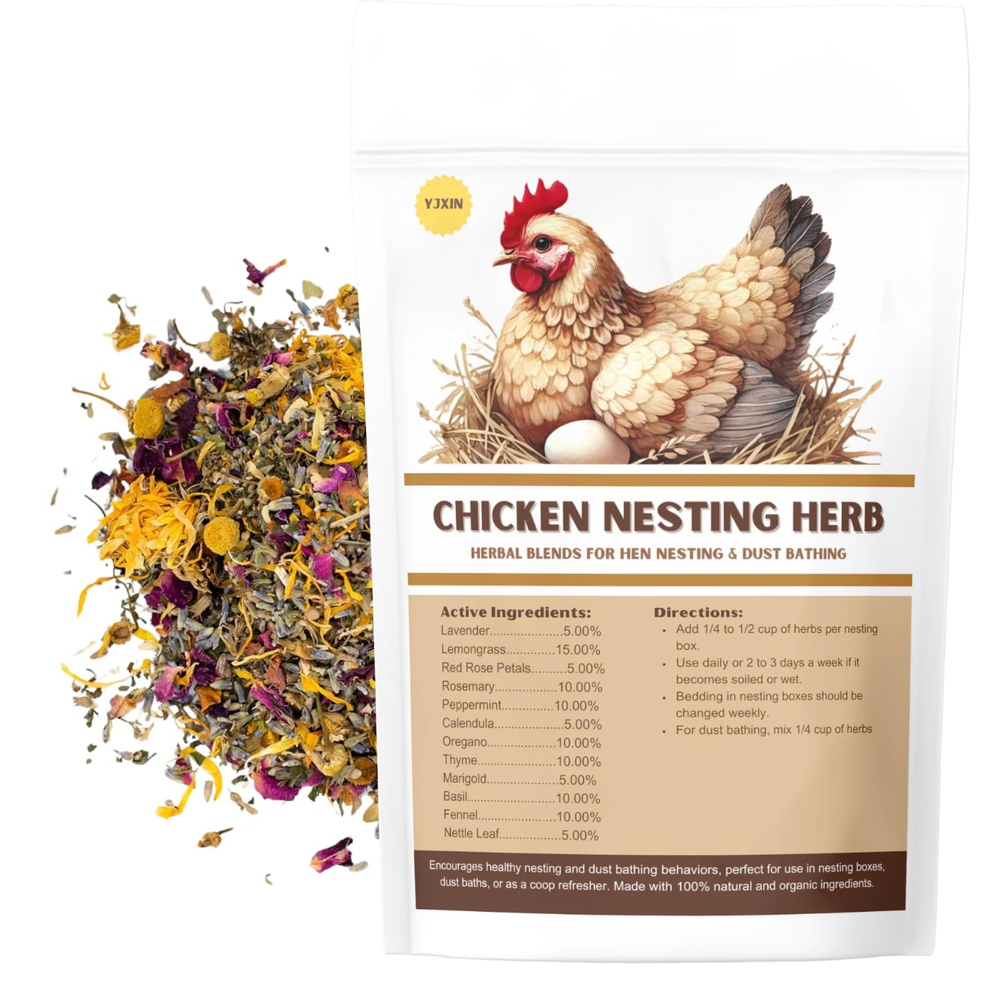 YJXIN Chicken Nesting Herb Blend 10oz Natural Coop Care & Comfort for Happy Hens