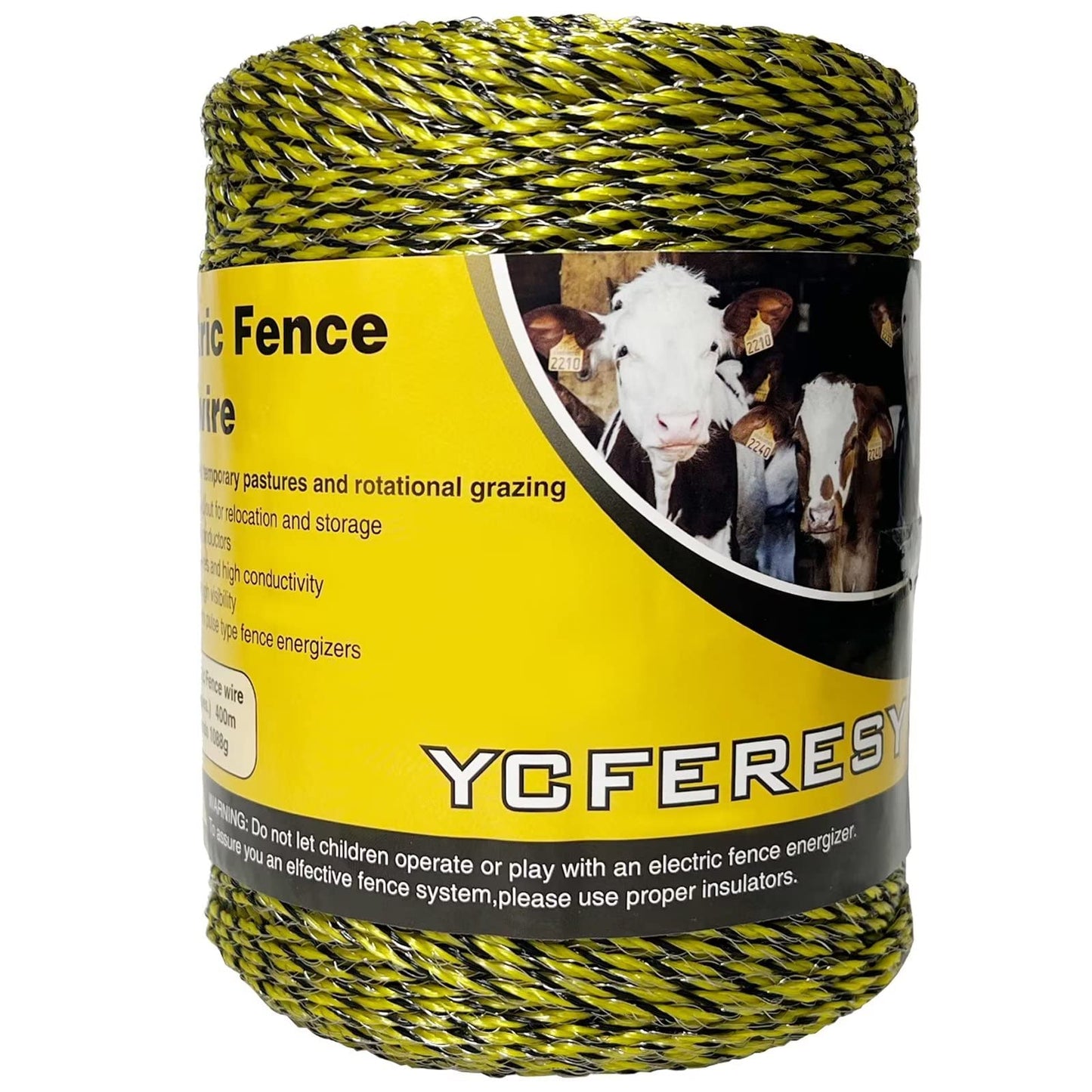 YCFERESY Electric Fence Polywire 1312 Feet，400 Meter，6 Stainless Steel Strands for Reliable Conductivity and Rust Resistance，Portable Electric Fence Rope