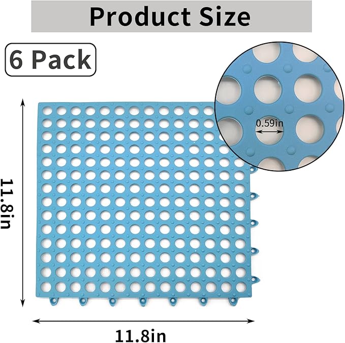 BNOSDM Rabbit Feet Pad 6 Pcs Rabbit Cage Mat Floor Plastic Bunny Resting Mat with Hole for Guinea Pig Chinchilla Ferret Small Animal (Blue)