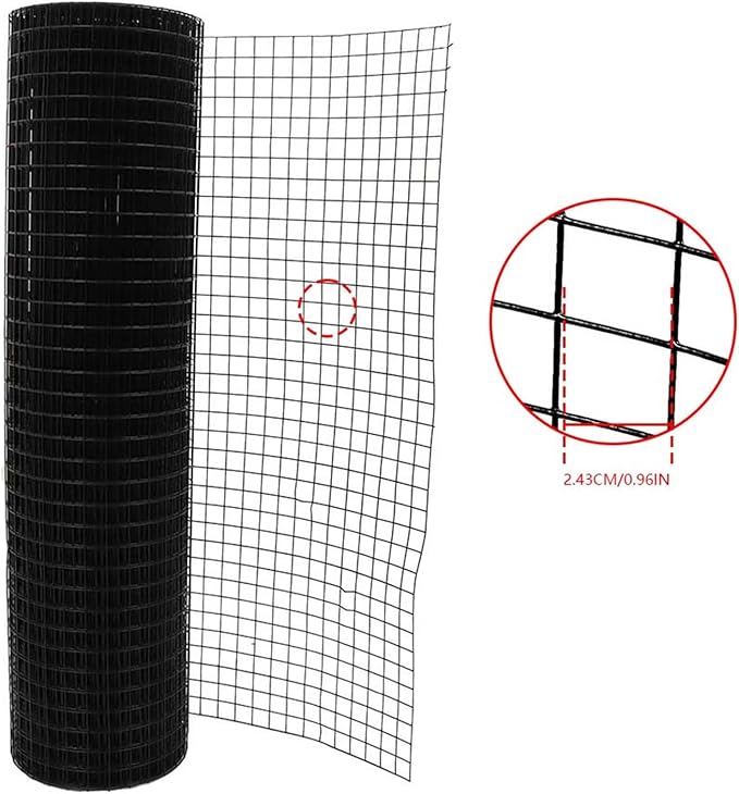 LABLT 36 in x 50 ft Hardware Cloth, 1 in Chicken Wire Fence with Pliers and Glove for Chicken Coop Fences and Poultry Animal Netting (16 Gauge, Black)