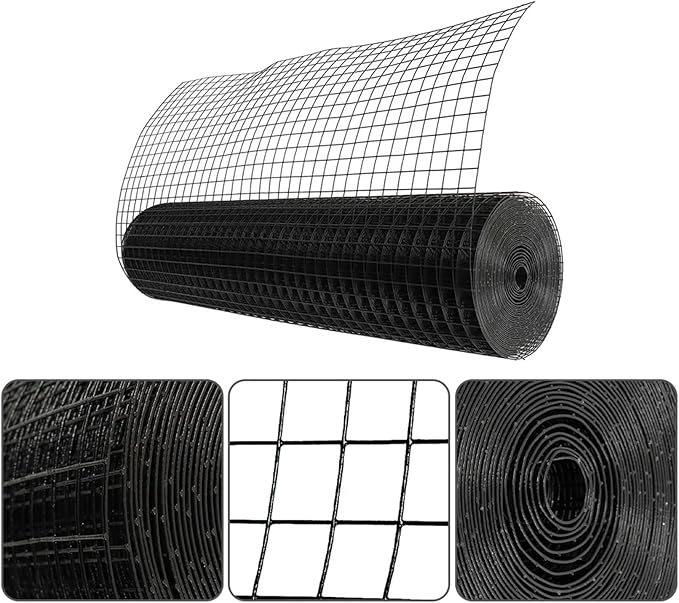 LABLT 36 in x 50 ft Hardware Cloth, 1 in Chicken Wire Fence with Pliers and Glove for Chicken Coop Fences and Poultry Animal Netting (16 Gauge, Black)