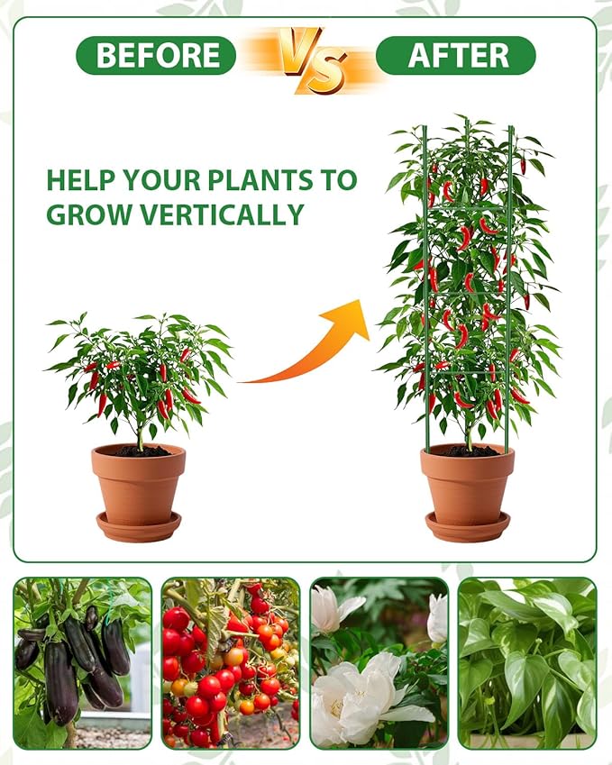 3 Pack Tomato Cages for Garden, 51 Inches Adjustable Tomatoes Plant Stakes Support Cages Trellis, Garden Trellis for Vegetable Flowers Fruits Climbing Plants- 20 Binding Wires Included