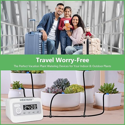 82FT Automatic Plant Watering System–HEKIWAY 390 Adjustable Watering Modes, Supports 25-36 Pots | Indoor Garden System & Vacation Plant Watering Devices, Auto Watering for Plants Outdoor